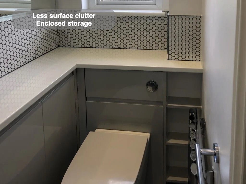Everyday items have a home in the completed Westhill bathroom