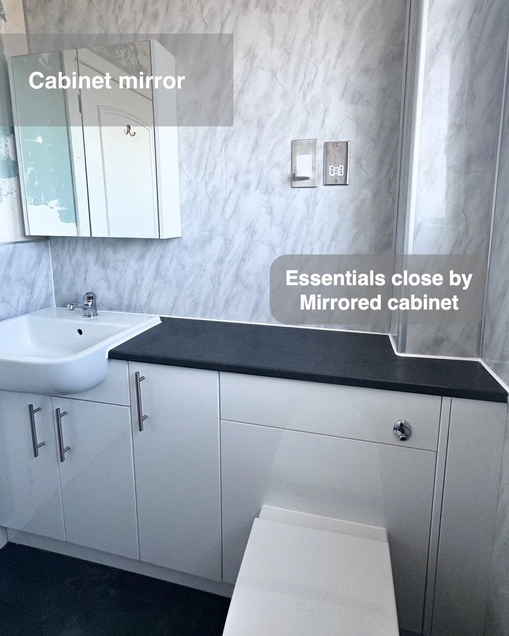 Small items near the mirror in Bridge of Don bathroom
