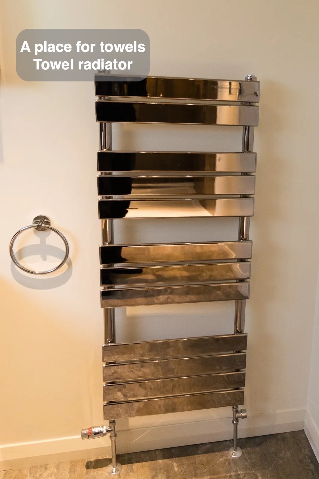 Towels have their own place in the completed Inverurie bathroom
