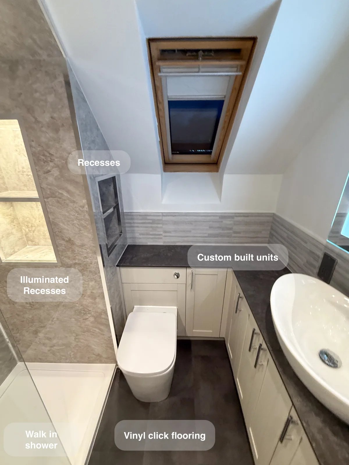 A Drumoak shower room with storage built around the space