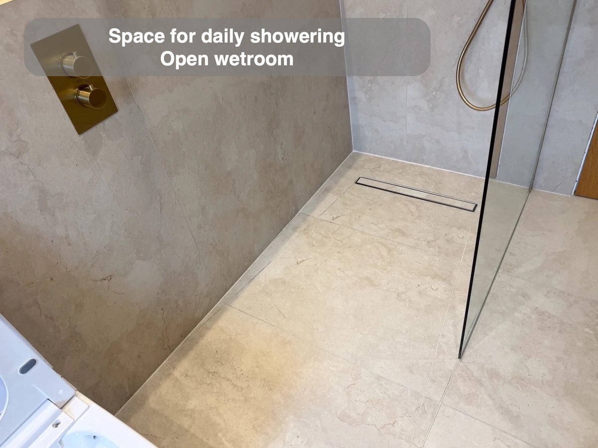 Space for daily showering — Open wetroom