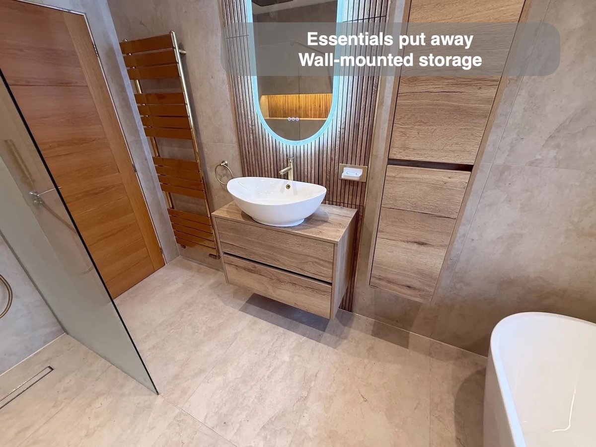 Essentials put away — Wall-mounted storage