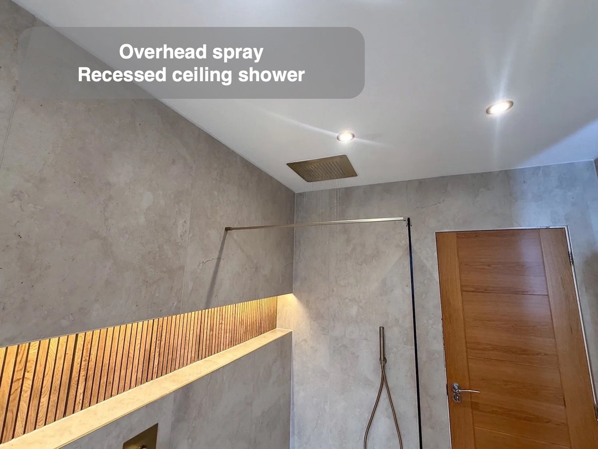 Overhead spray — Recessed ceiling shower