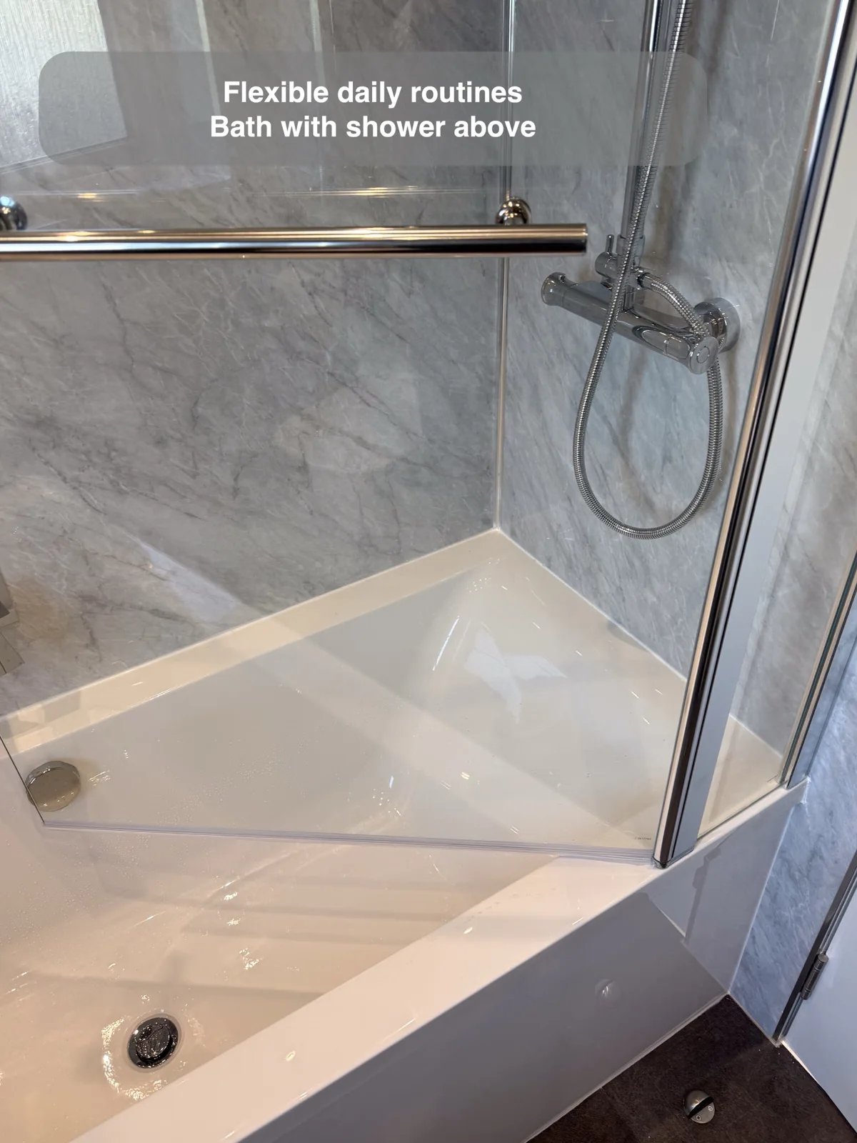 Bath and shower with clear screen