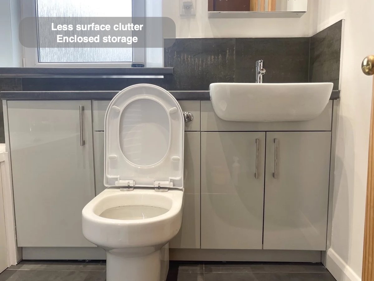 Everyday items have a home in the completed Holburn, Aberdeen bathroom