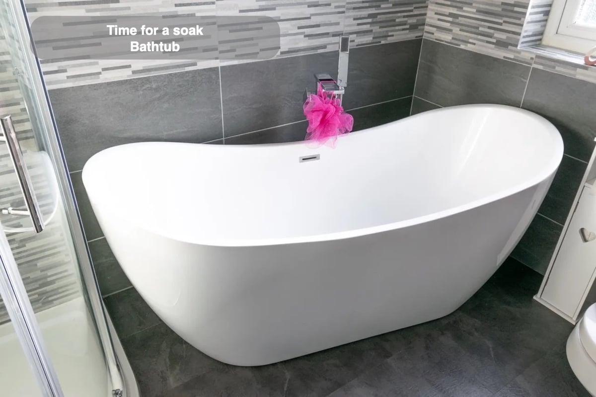 The option of a bath in the completed Cove bathroom