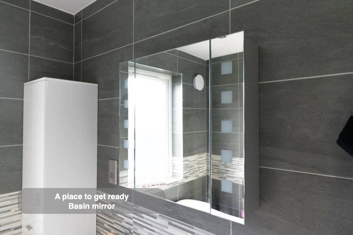 A place to get ready in the completed Cove bathroom