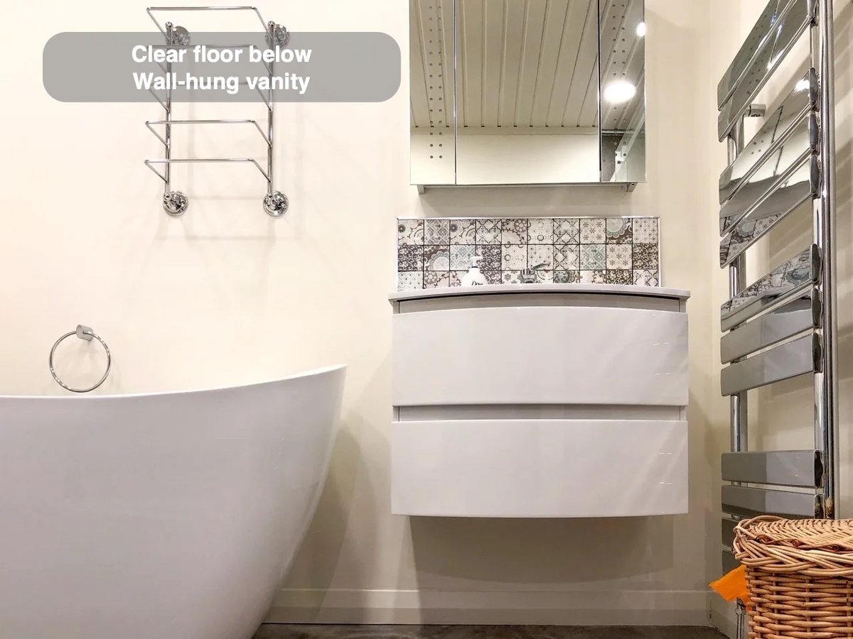 A clearer floor beneath the basin in the completed Inverurie bathroom
