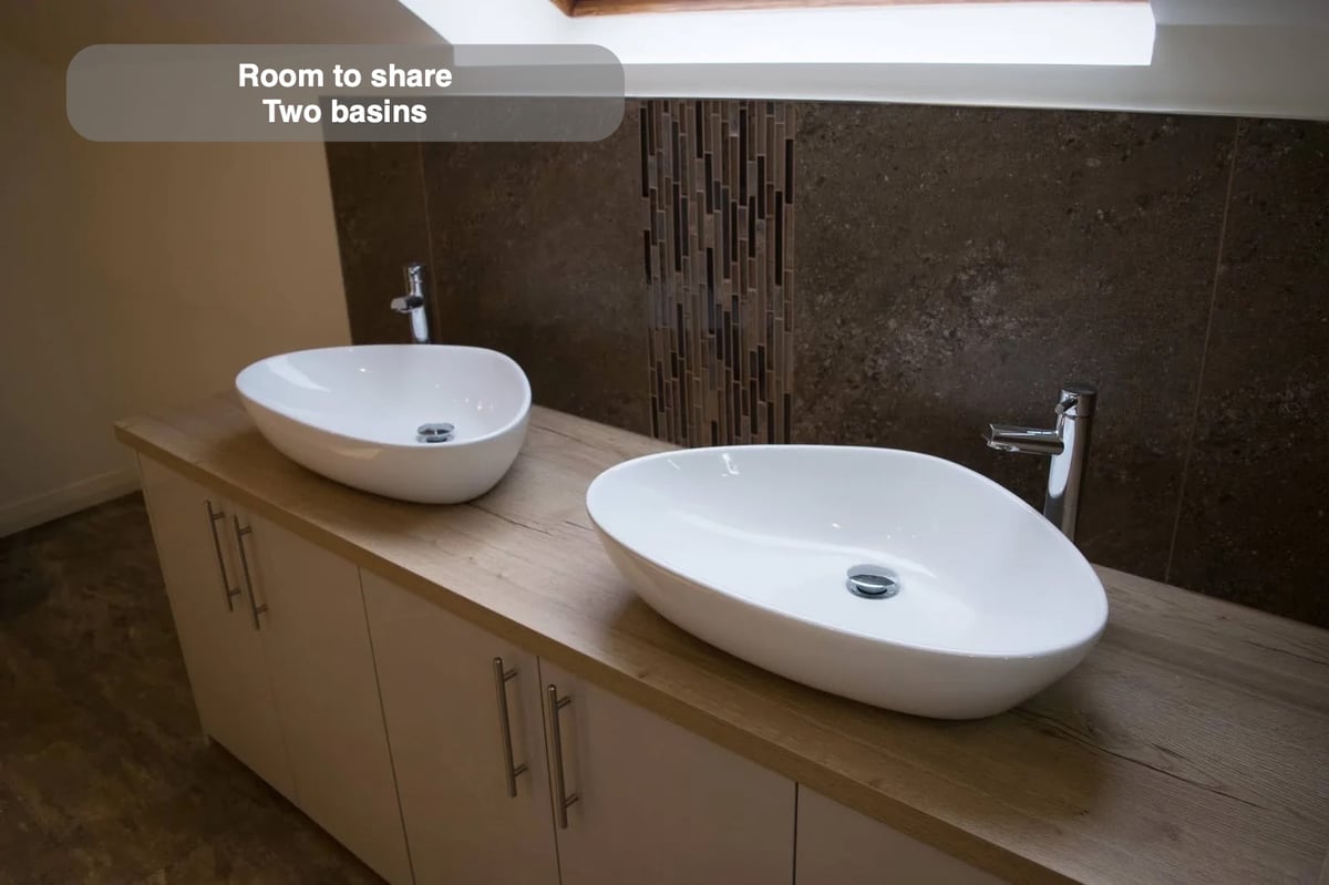 Room to share the basin area in the completed Inverurie bathroom