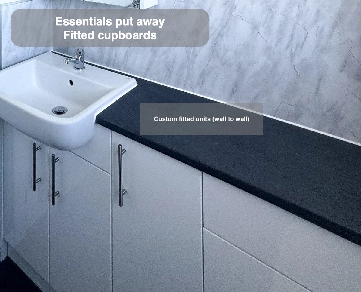Storage fitted into the layout in Bridge of Don bathroom