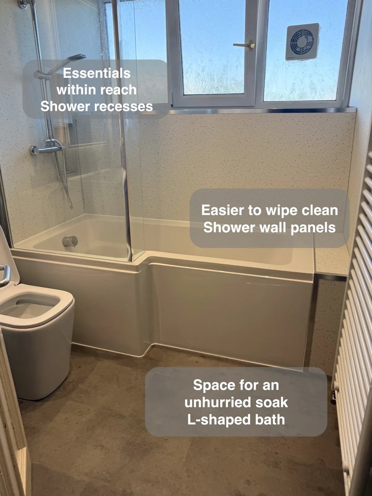 Comfortable showering, with a bath when you want it in the completed Aberdeen bathroom