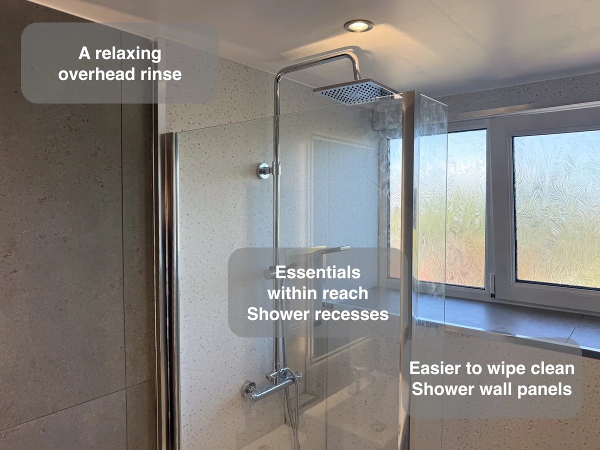 Less time spent cleaning in the completed Aberdeen bathroom