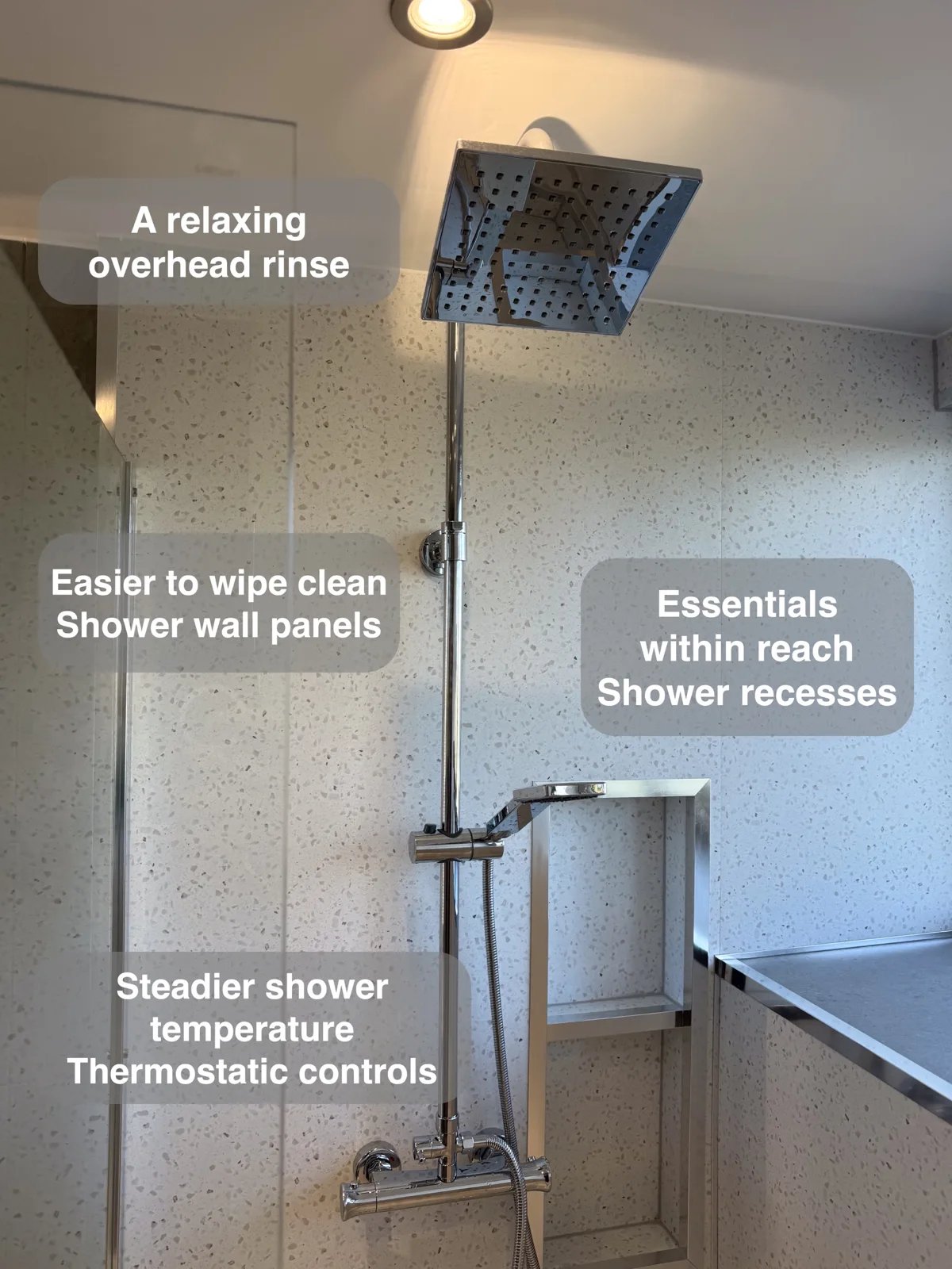 Everyday essentials within reach in the completed Aberdeen bathroom