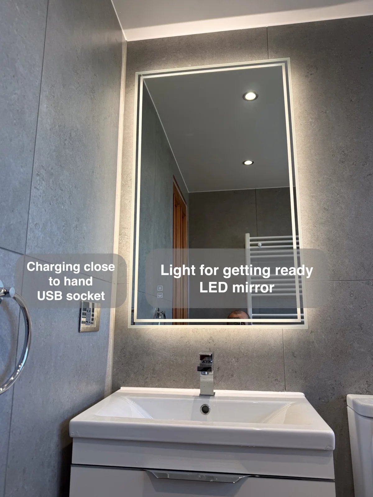 Lighting for busy mornings and quieter evenings in the completed Aberdeen bathroom
