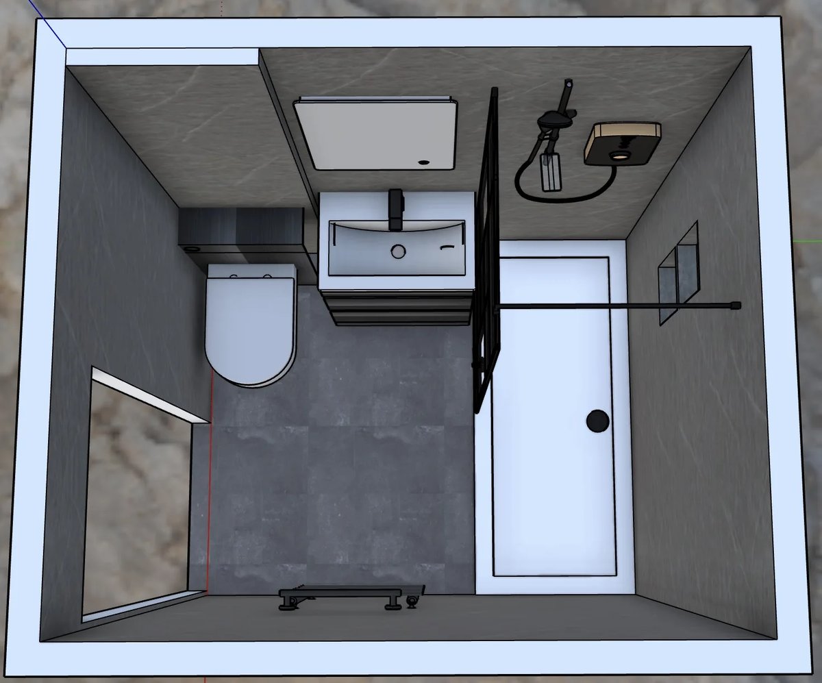 Reconfigured bathroom design layout