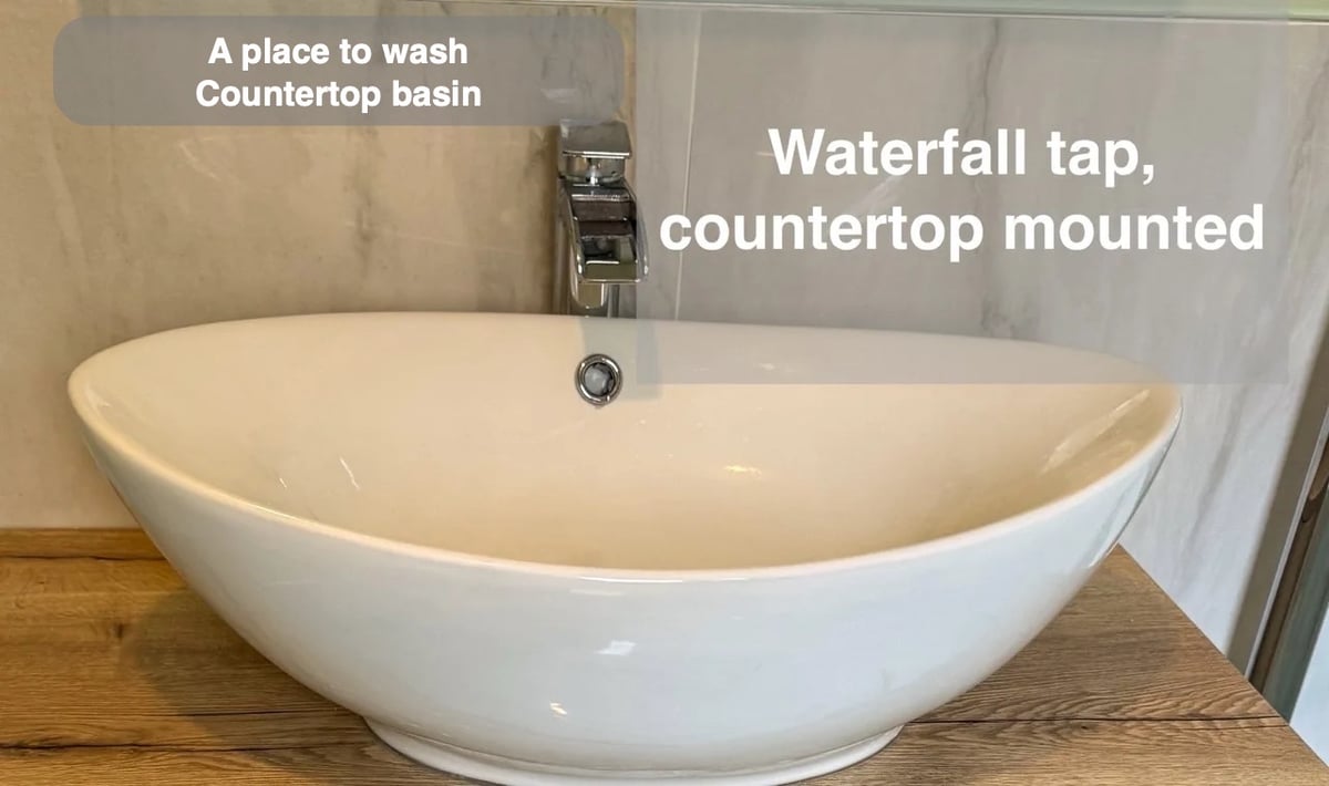 Drawers close to the basin in the completed Kintore bathroom