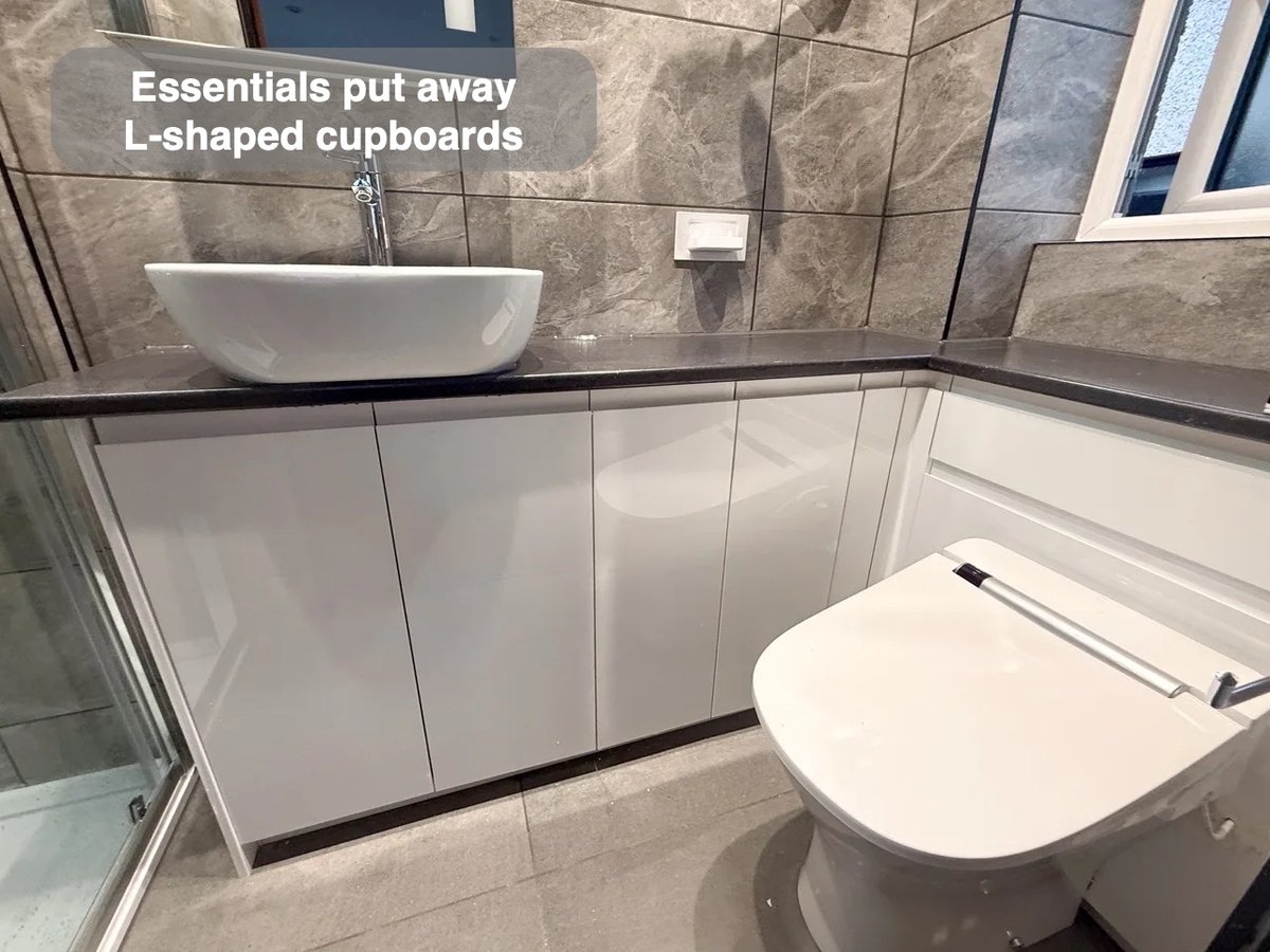 L-shaped cupboards