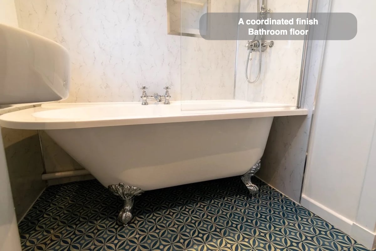A consistent finish underfoot in the completed Woodside, Aberdeen bathroom