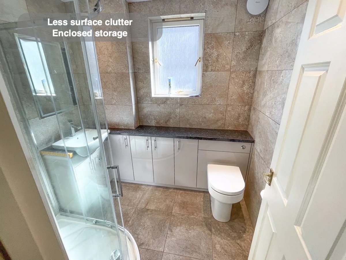 Everyday items have a home in the completed West End, Aberdeen bathroom