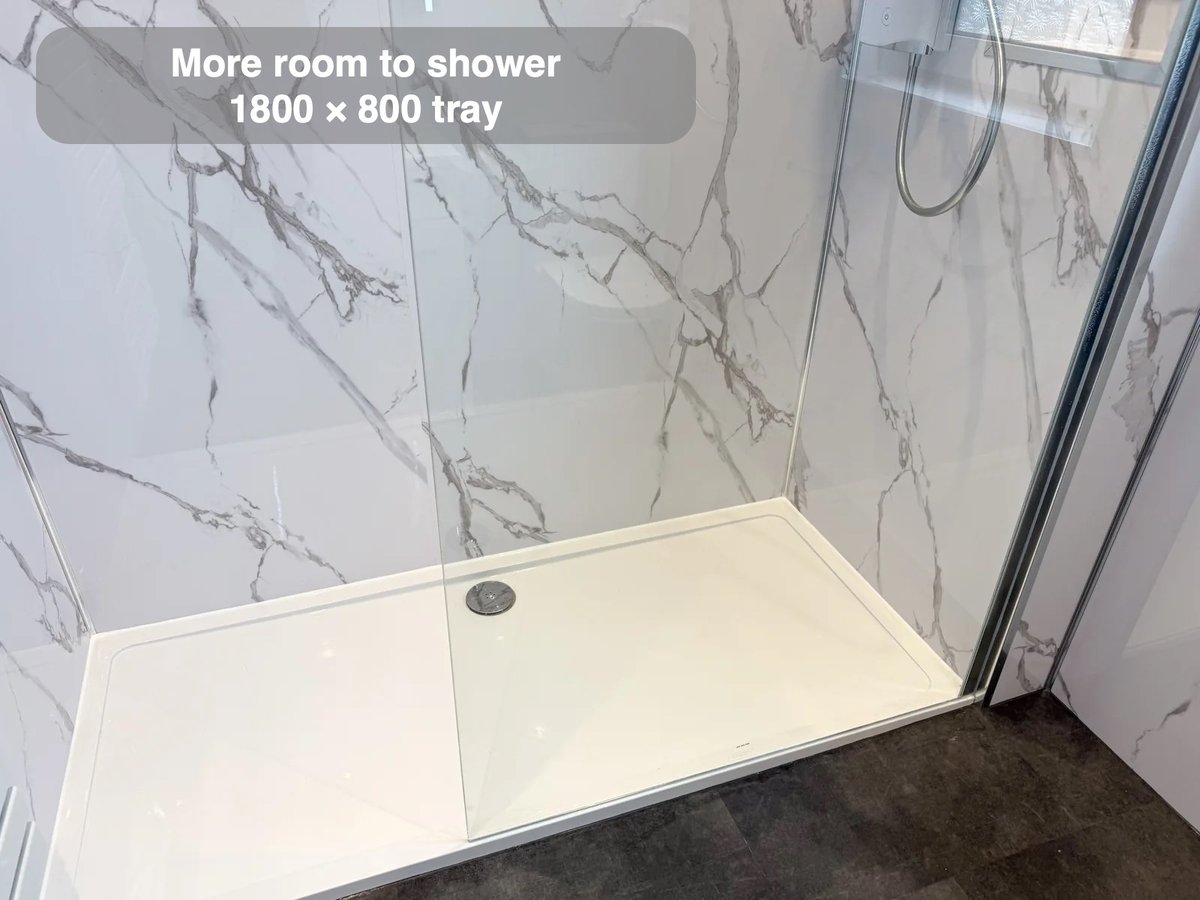 Room for a longer shower tray in the completed Balmedie bathroom