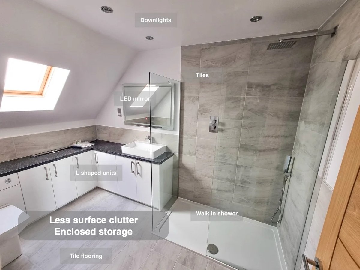 Everyday items have a home in the completed Stonehaven bathroom