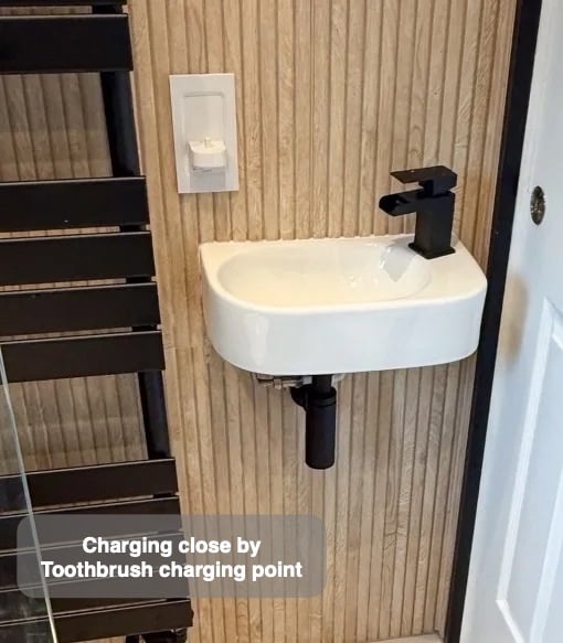 Small conveniences in the right places in the completed Ellon bathroom