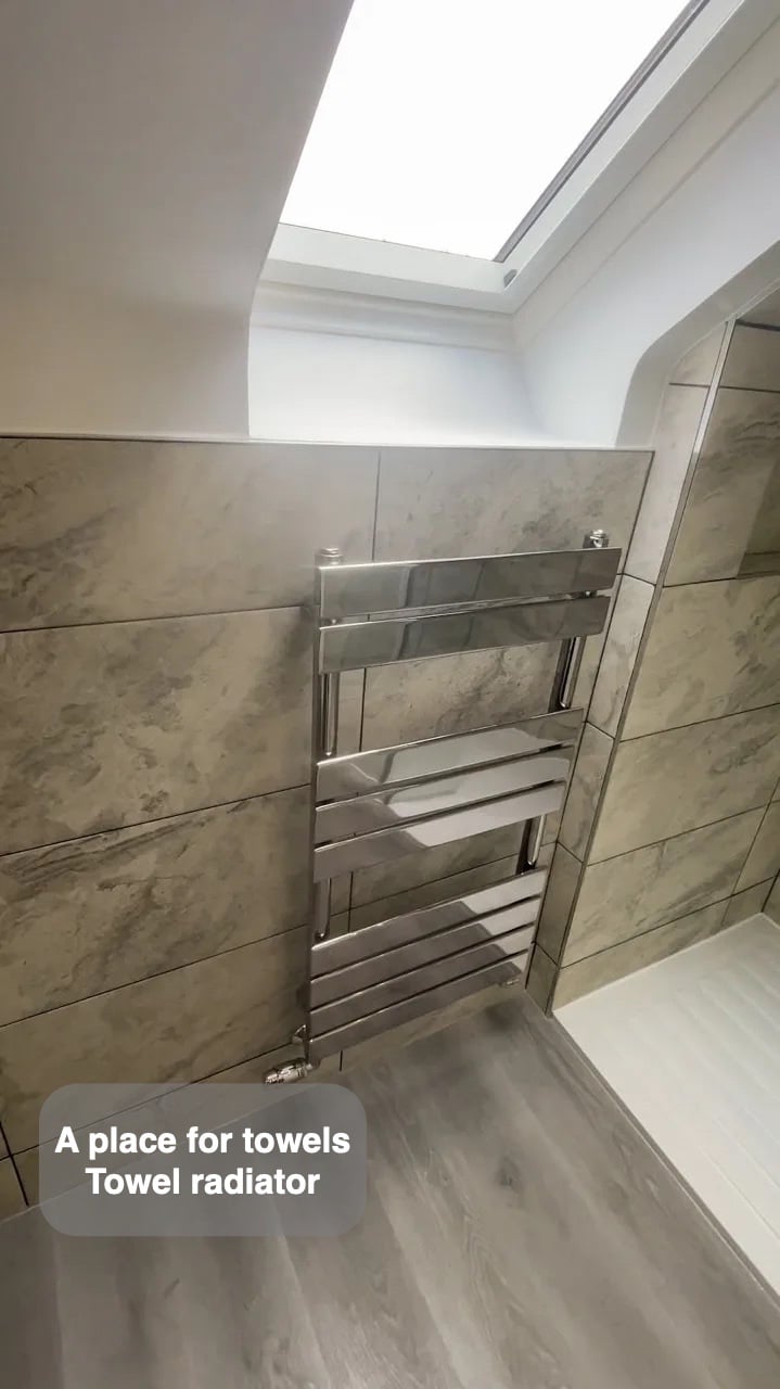 Towels have their own place in the completed Portlethen bathroom