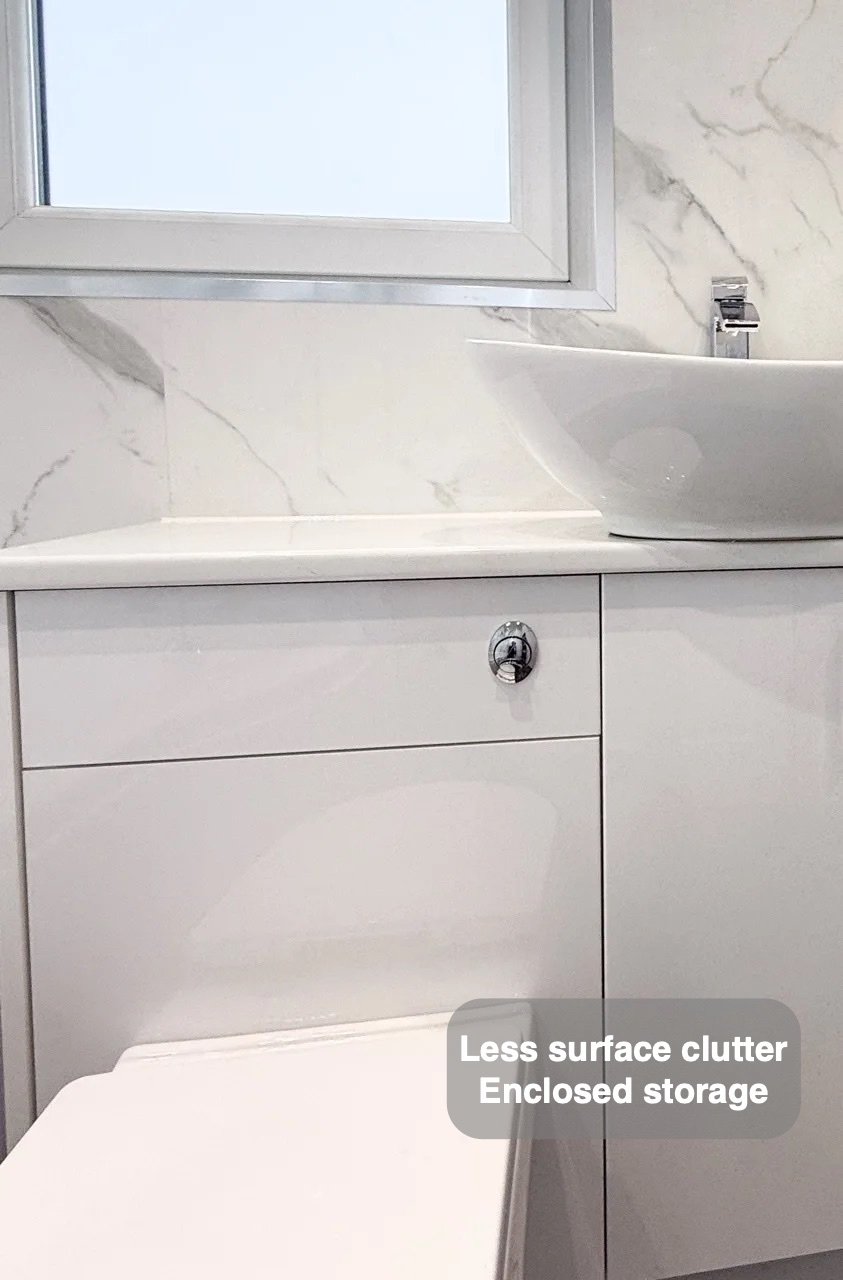 Everyday items have a home in the completed Westhill bathroom