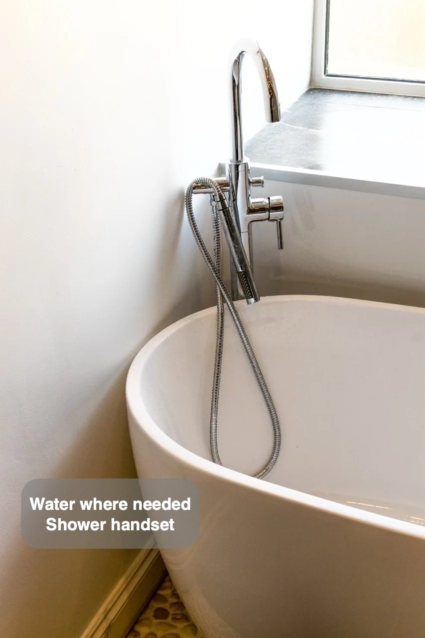 Water where it is needed in the completed West End, Aberdeen bathroom