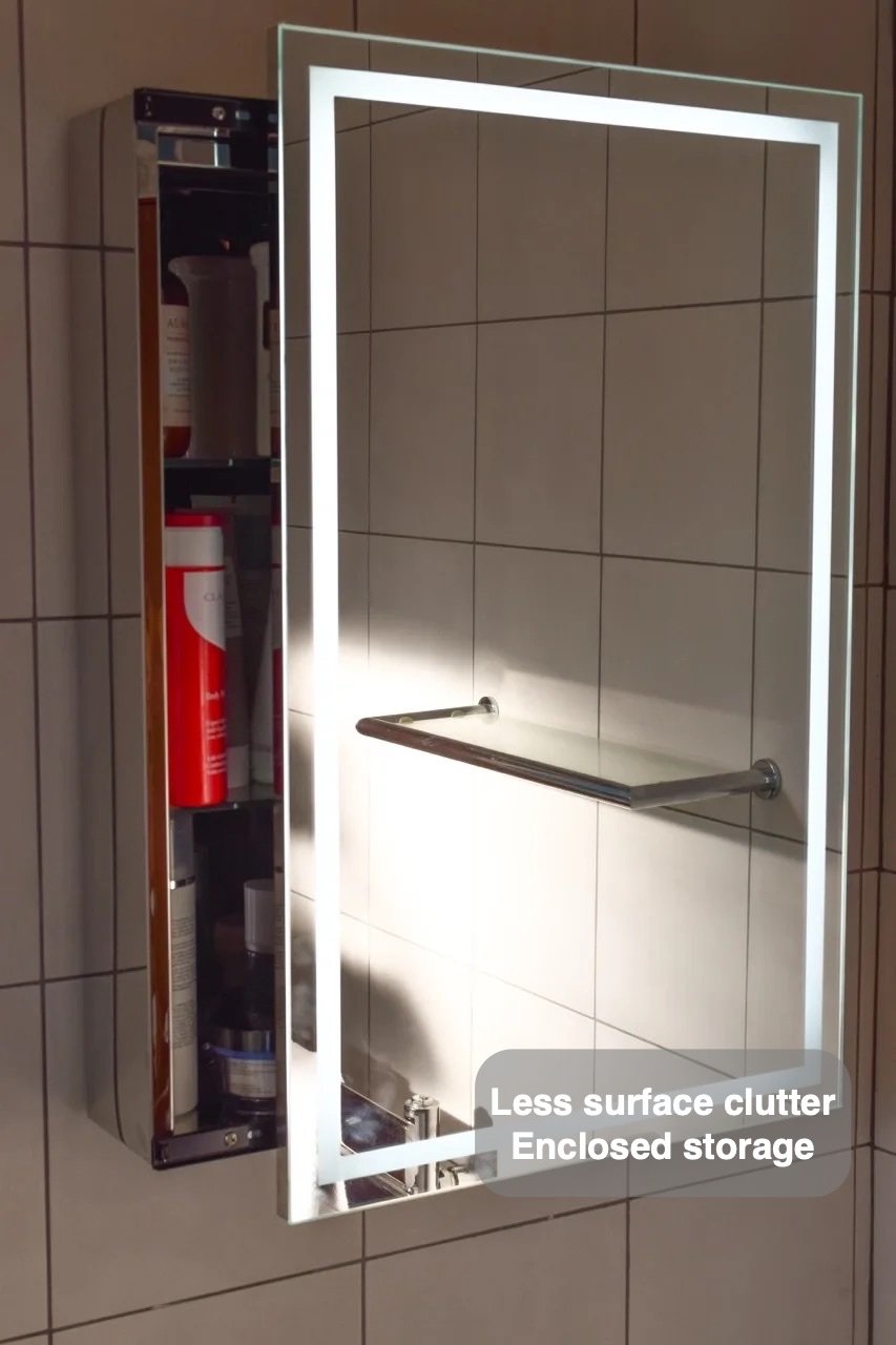 Everyday items have a home in the completed Westhill bathroom