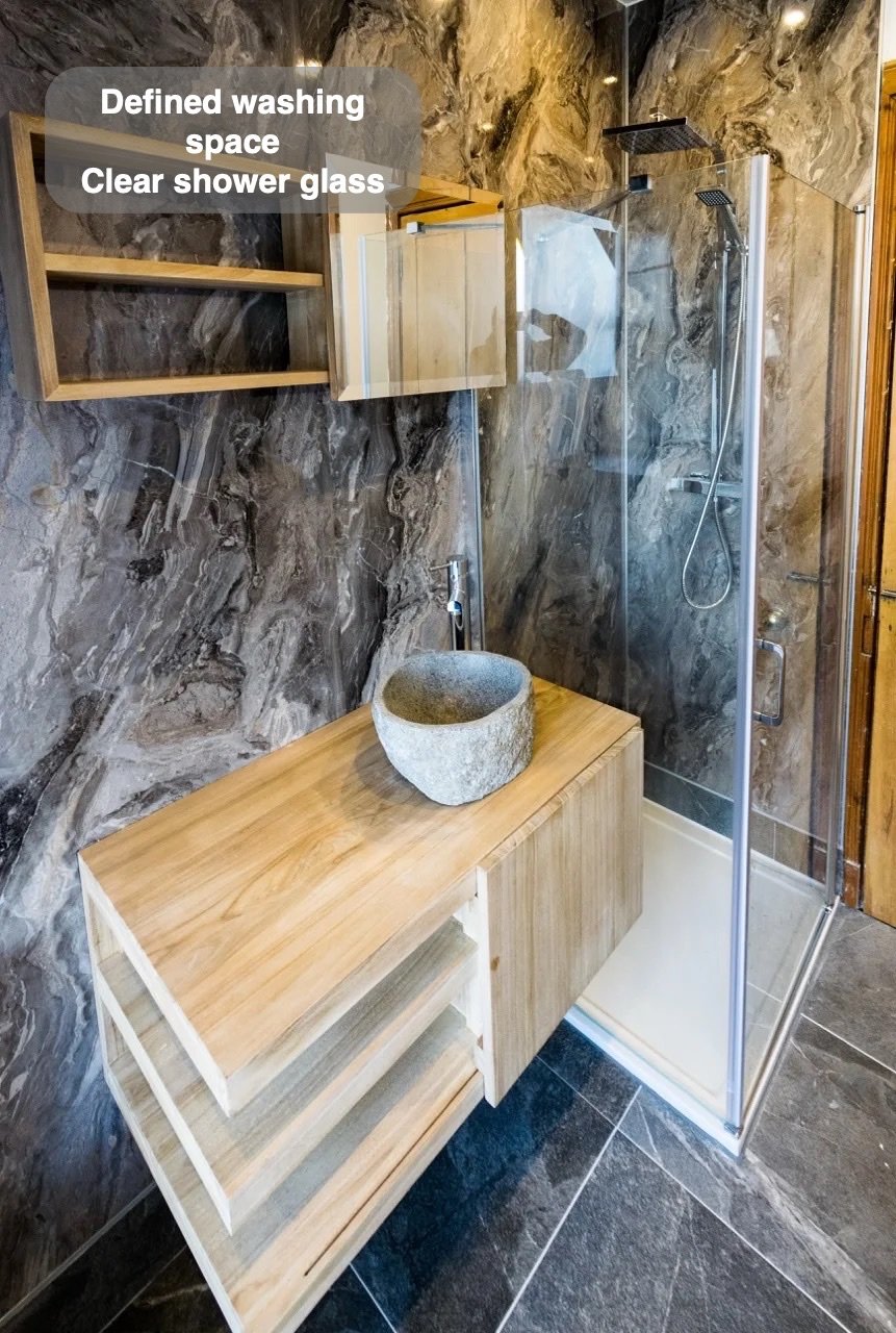 A dedicated place to shower in the completed West End, Aberdeen bathroom