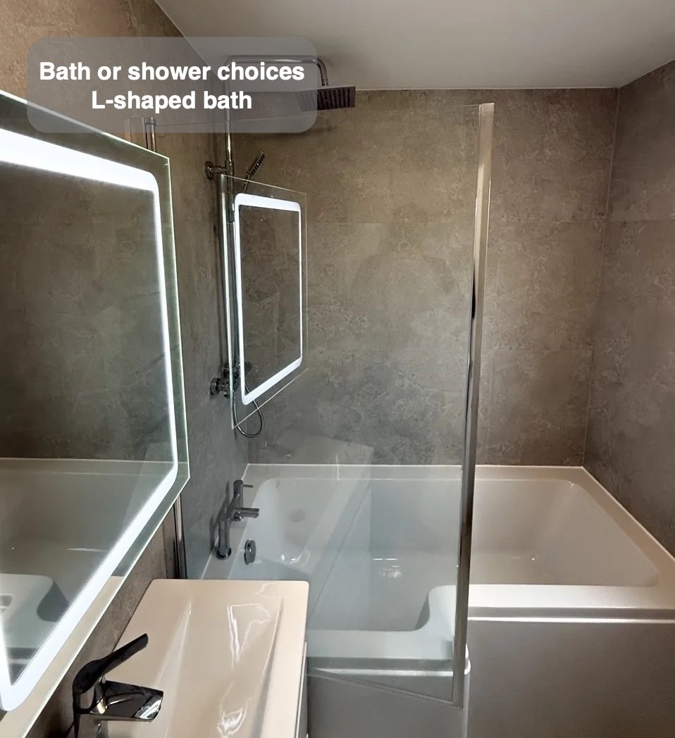 L-shaped bath