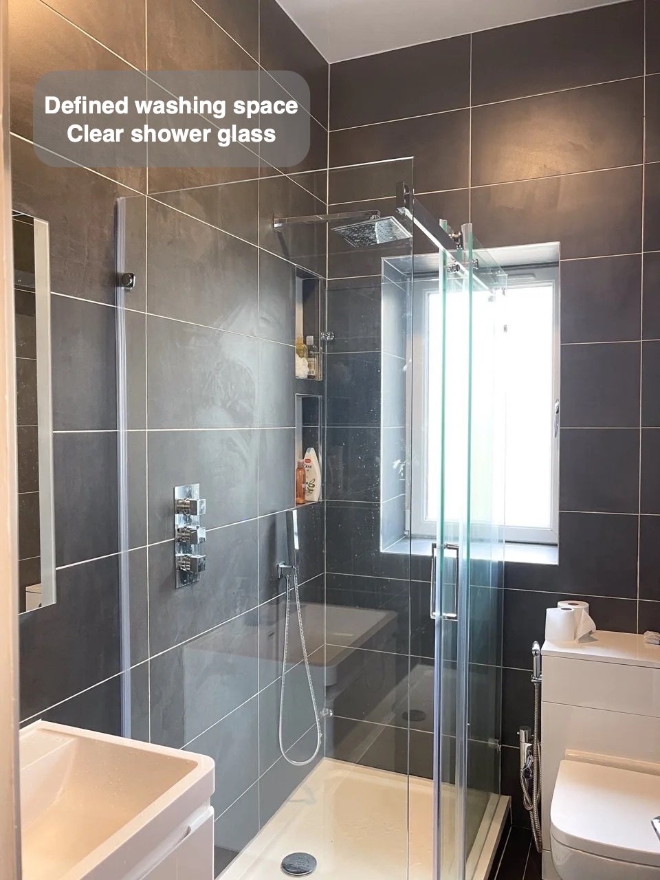 A dedicated place to shower in the completed West End, Aberdeen bathroom