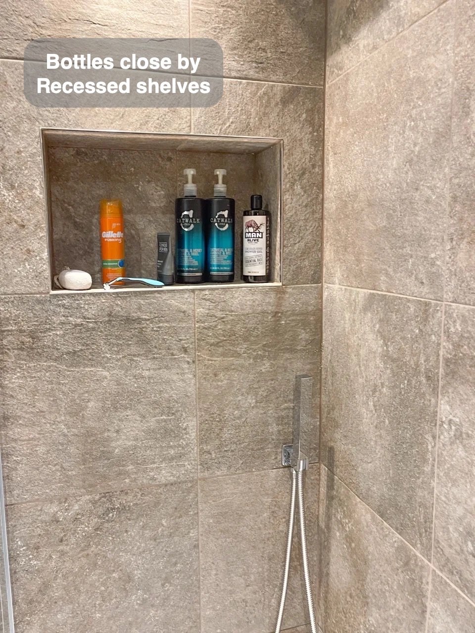 Bottles close at hand in the completed Rosemount, Aberdeen bathroom