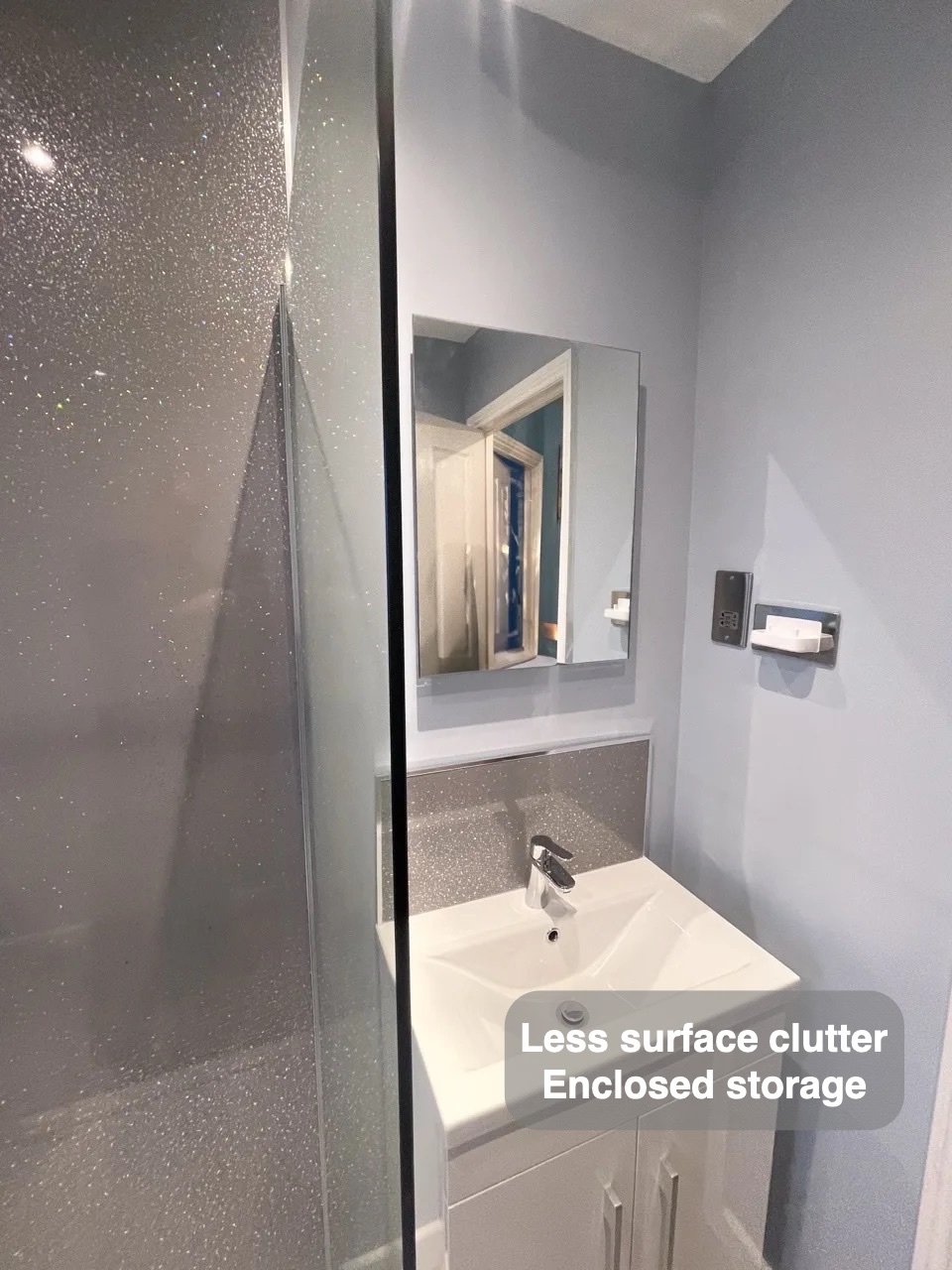 Everyday items have a home in the completed Kingswells bathroom