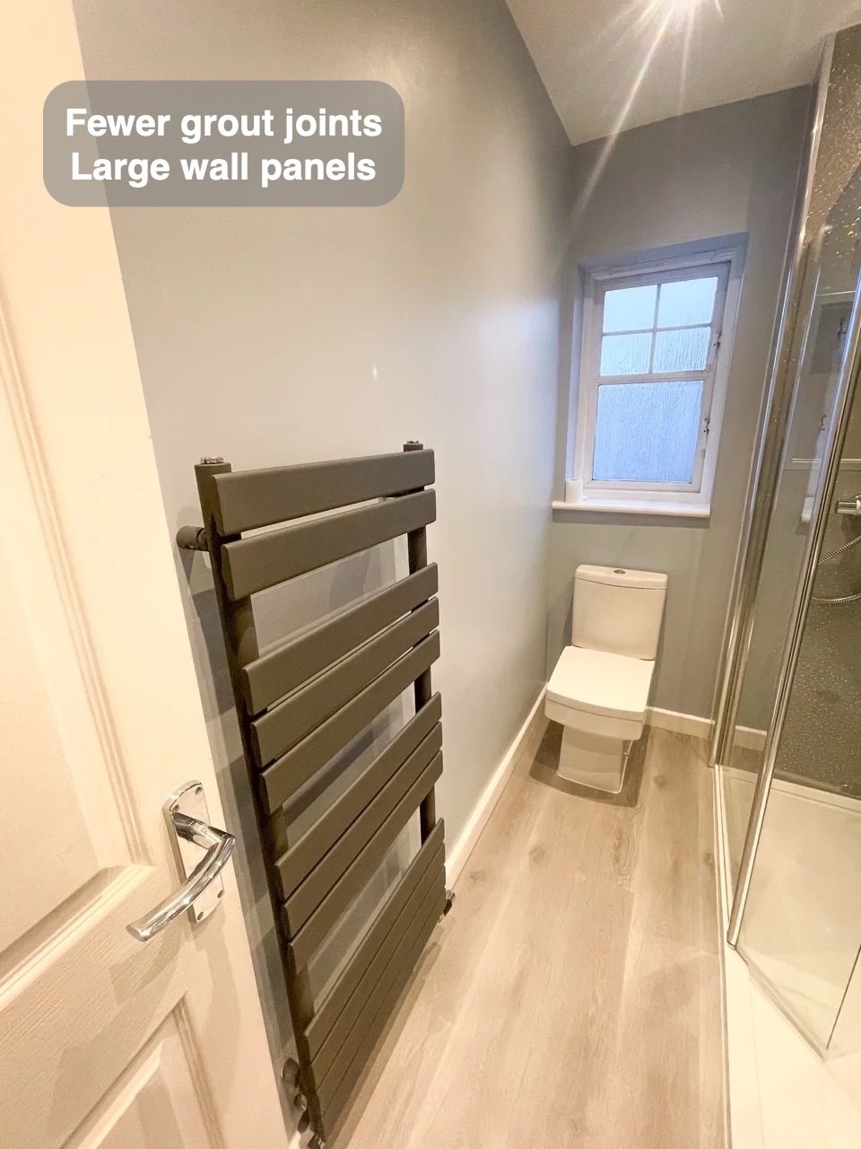 Broad surfaces for regular wiping in the completed Kingswells bathroom