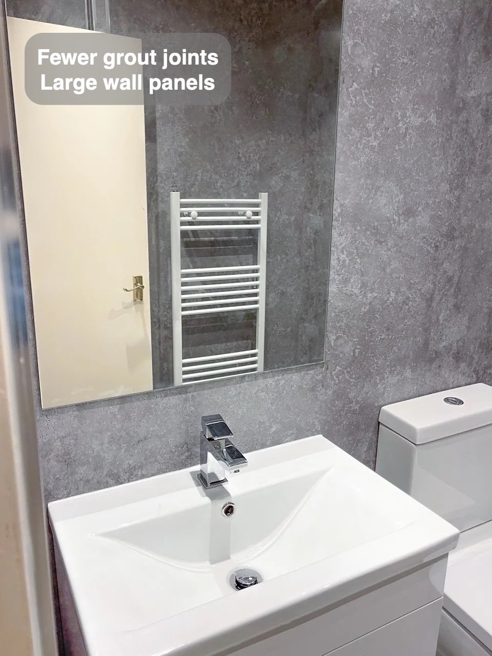 Broad surfaces for regular wiping in the completed Rosemount, Aberdeen bathroom