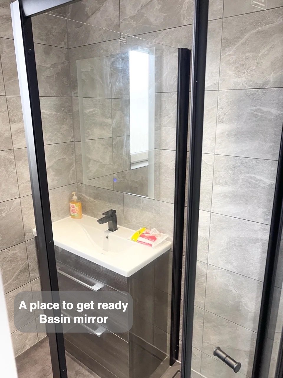 A place to get ready in the completed Mastrick, Aberdeen bathroom