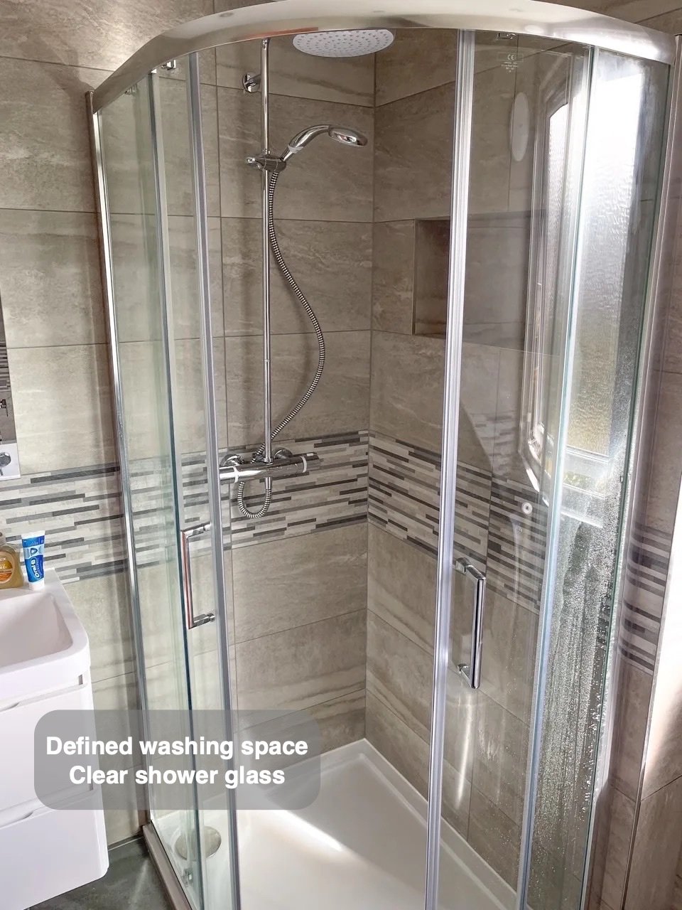 A dedicated place to shower in the completed Woodside, Aberdeen bathroom