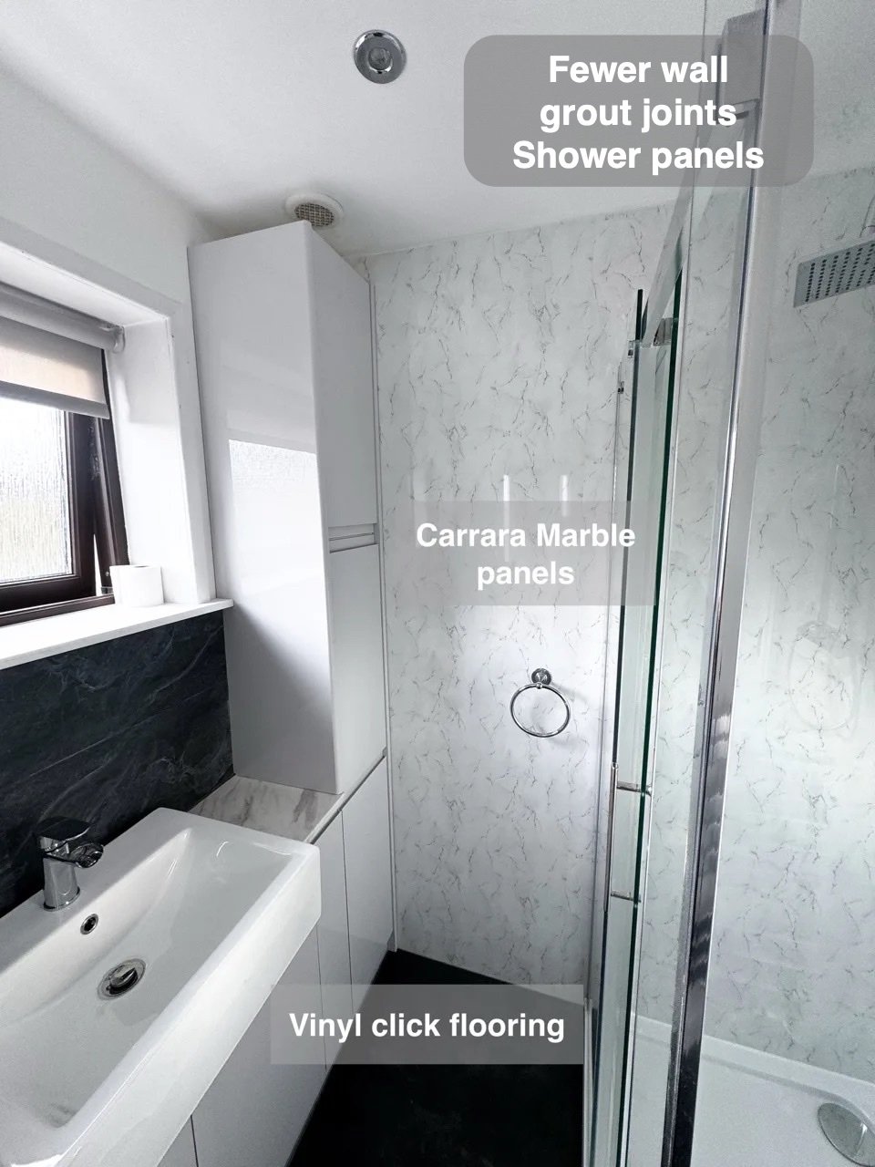 A shower with rinsing choices in the completed Bucksburn bathroom