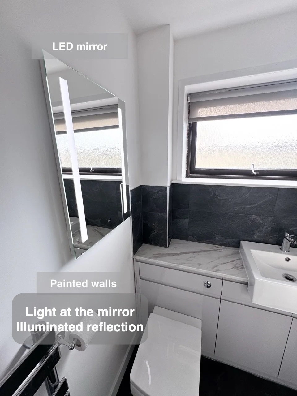 A reflection in the available space in the completed Bucksburn bathroom