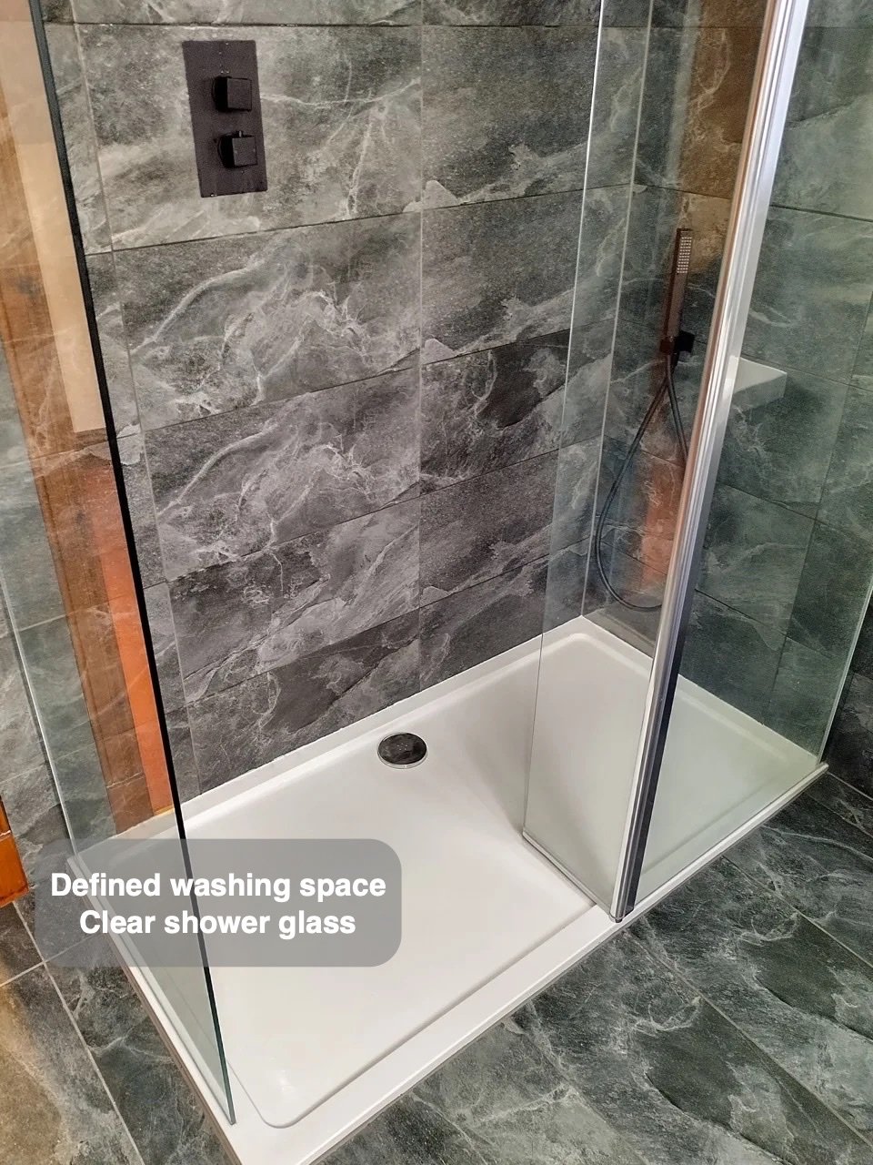 A dedicated place to shower in the completed Bridge of Don bathroom