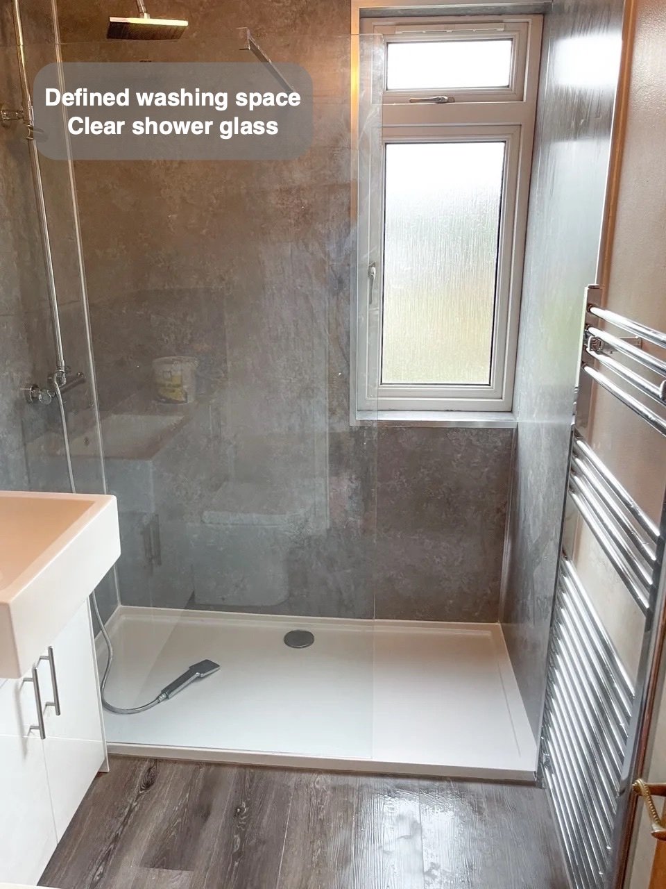 A dedicated place to shower in the completed Torry, Aberdeen bathroom