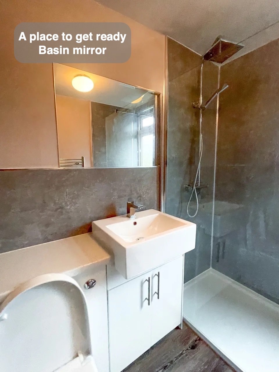 A place to get ready in the completed Torry, Aberdeen bathroom