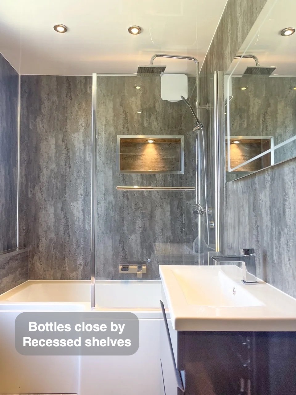 Bottles close at hand in the completed Bucksburn bathroom