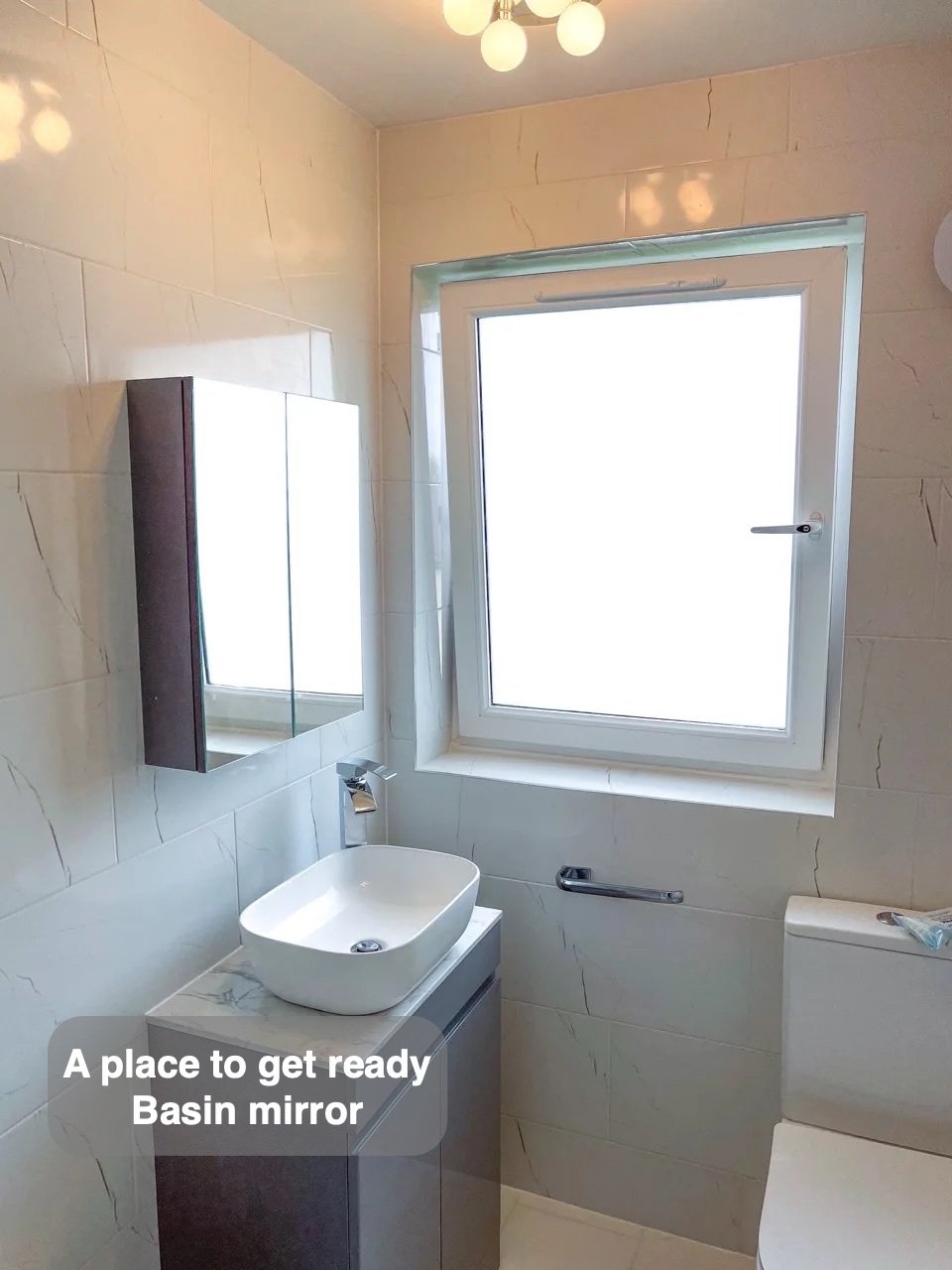 A place to get ready in the completed Kincorth, Aberdeen bathroom