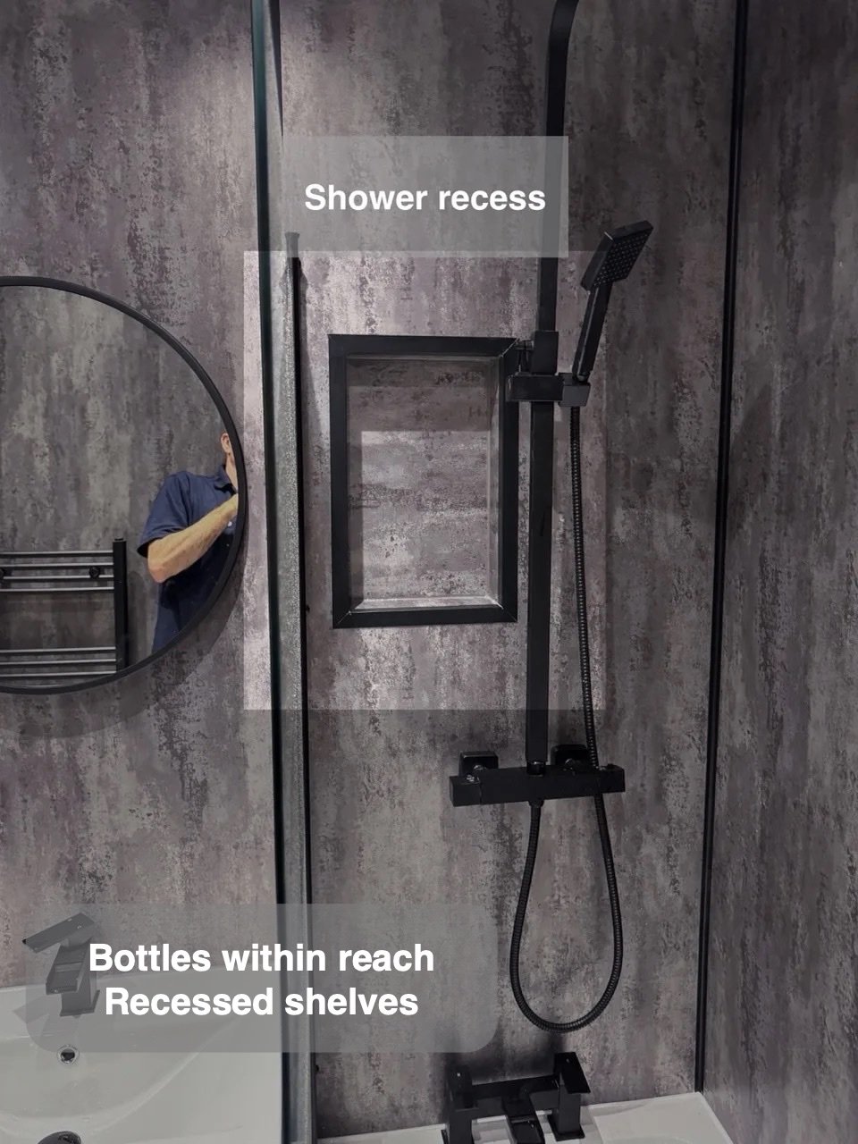 Bottles off the washing surface in Cults bathroom