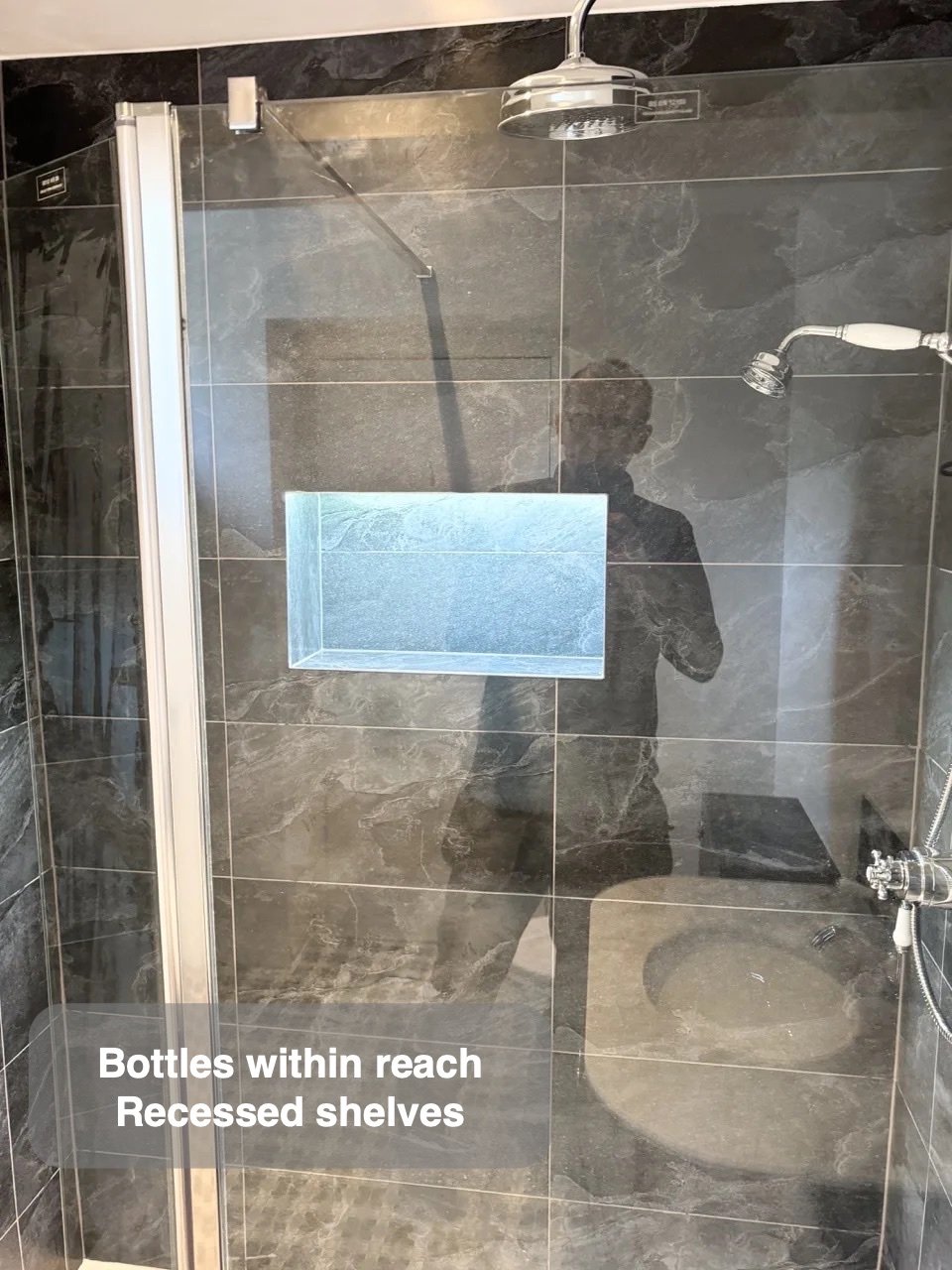 Bottles off the washing surface in Stockethill, Aberdeen bathroom