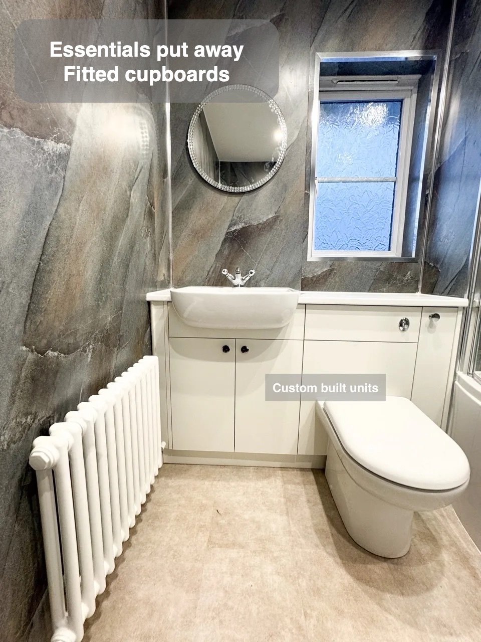 Storage fitted into the layout in Balmedie bathroom