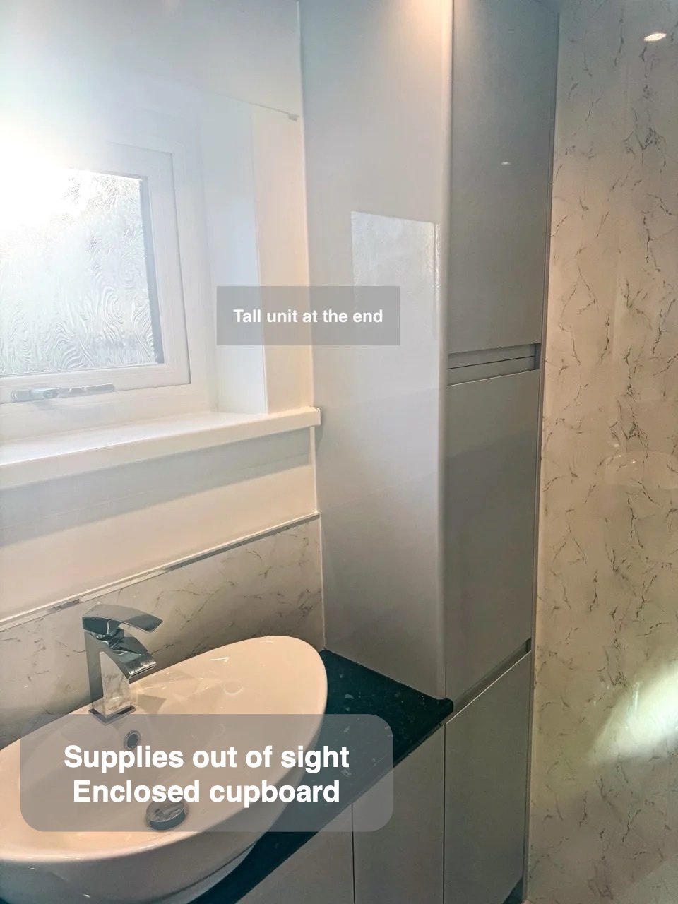 Supplies tucked away in Bridge of Don bathroom
